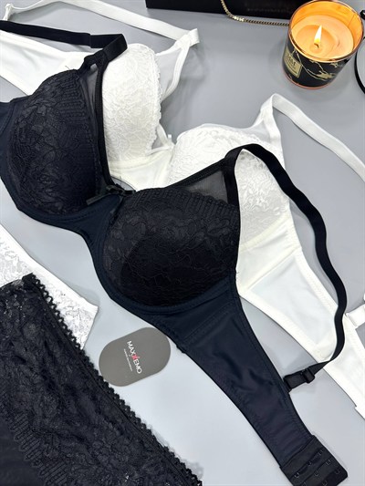 C-Cup Dolgusuz & Destekli Siyah + Beyaz Set 
