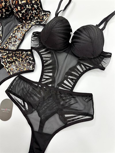 Wild & Chic Leopar ve Siyah BodySuit Set