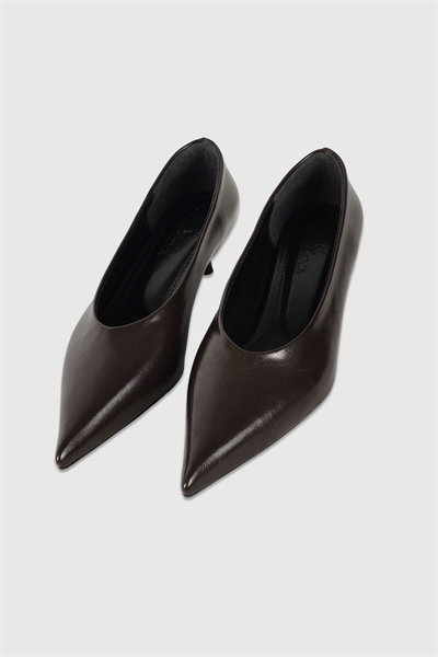 Clara Kahve Rustik Sivri Burun Kadın Stiletto