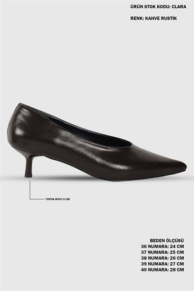 Clara Kahve Rustik Sivri Burun Kadın Stiletto