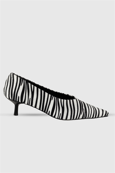 Clara Siyah Beyaz Desenli Sivri Burun Kadın Stiletto