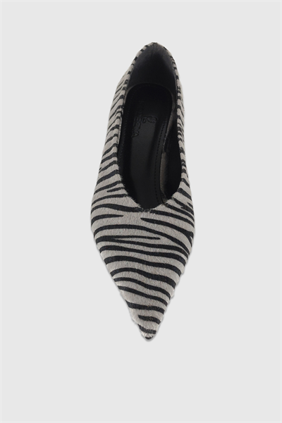 Clara Siyah Gri Desenli Sivri Burun Kadın Stiletto