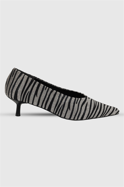 Clara Siyah Gri Desenli Sivri Burun Kadın Stiletto