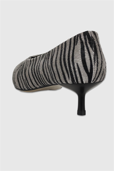 Clara Siyah Gri Desenli Sivri Burun Kadın Stiletto