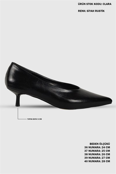 Clara Siyah Rustik Sivri Burun Kadın Stiletto