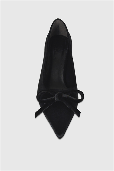 Daphne Siyah Kadife Fiyonk Detay Kadın Stiletto