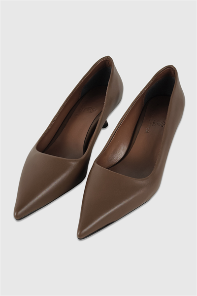 Kelly Kahve Mat Sivri Burun Kadın Stiletto