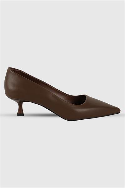 Kelly Kahve Mat Sivri Burun Kadın Stiletto