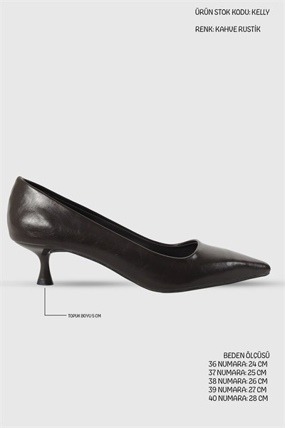 Kelly Kahve Rustik Sivri Burun Kadın Stiletto