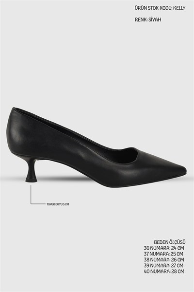 Kelly Siyah Mat Sivri Burun Kadın Stiletto
