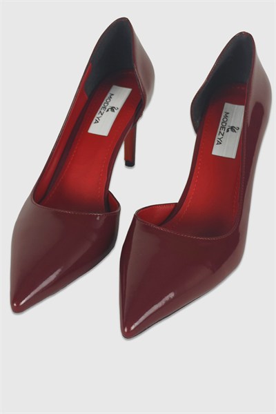 Leona Bordo Rugan İç Kısmı Açık Sivri Burun Kadın Stiletto
