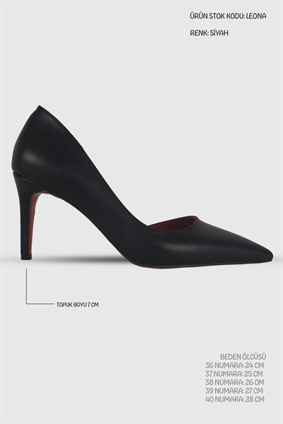 Leona Siyah Mat İç Kısmı Açık Sivri Burun Kadın Stiletto