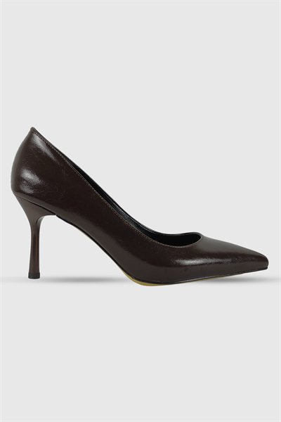 Queen Kahve Rustik Kadın Sivri Burun Stiletto
