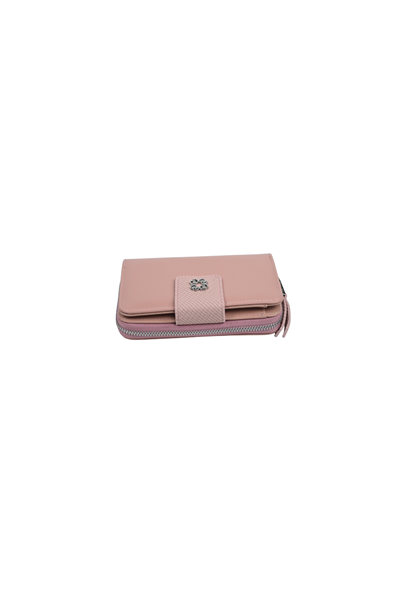 Duki Daso Pembe Kadın Çıtçıtlı ve Fermuarlı Çok Bölmeli Suni Deri Cüzdan Kartlık | SUMMER N4218 PEMBE
