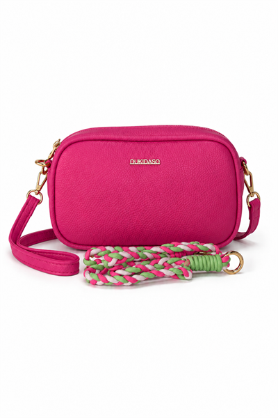 Dukidaso Kadın Pembe Örgü Askılı Mini Omuz Çantası | SUMMER MT1666 PEMBE