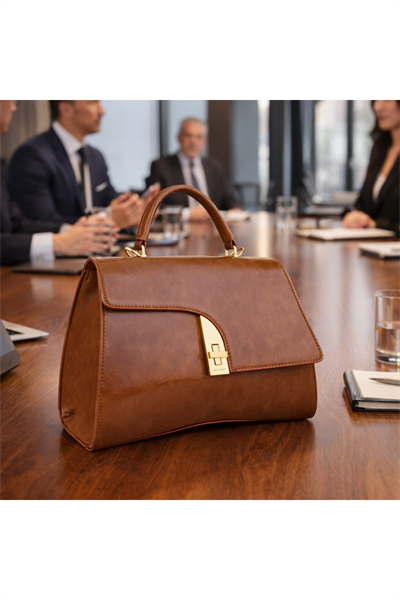 Kahverengi Modern Formlu Gold Detaylı Kadın El Çantası | Kahverengi T8304