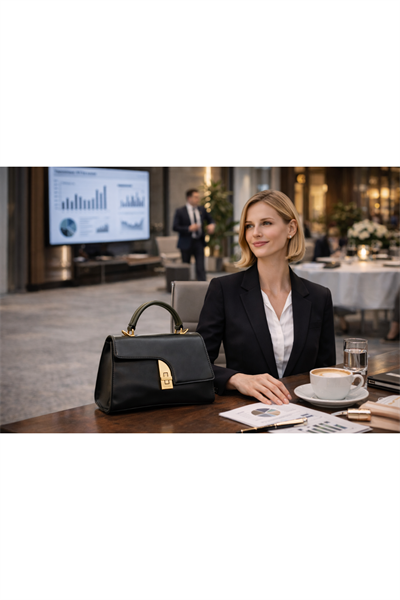 Siyah Gold Detaylı Kadın El Çantası | Siyah T8305