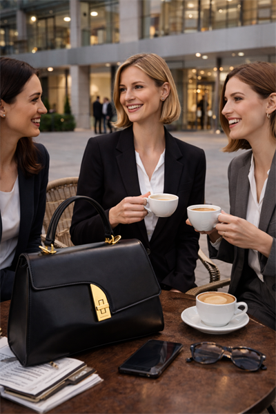 Siyah Modern Formlu Gold Detaylı Kadın El Çantası | Siyah T8304