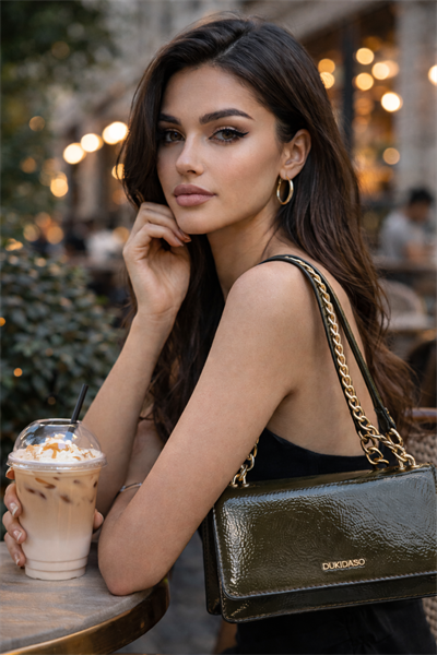 Yeşil Rugan Zincir Detaylı Kadın Omuz Çantası | Yeşil MT1451