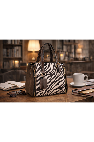 Yeşil Zebra Desenli Kadın Omuz Çantası | Yeşil T8347