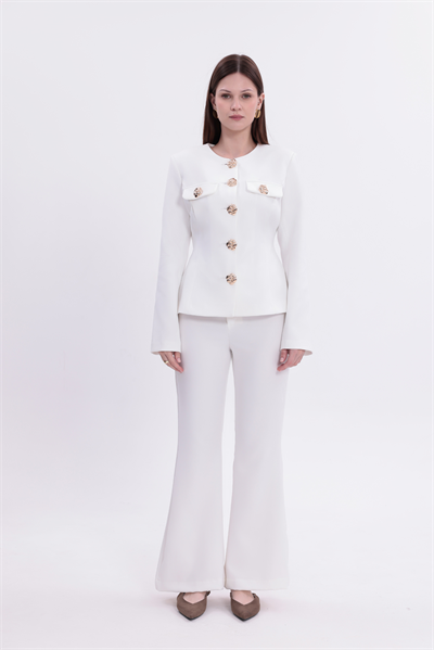 White Straight Pants