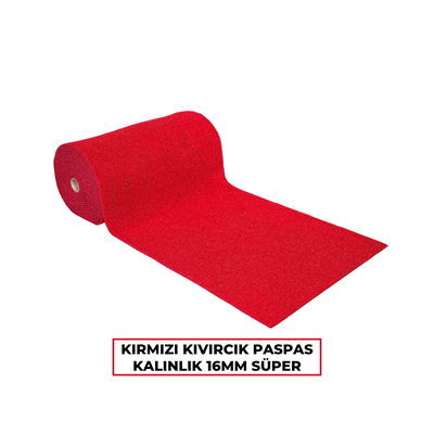Kırmızı Kıvırcık Paspas 16mm Süper