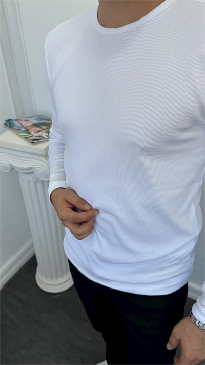 Fitilli Basic Sweatshirt Beyaz