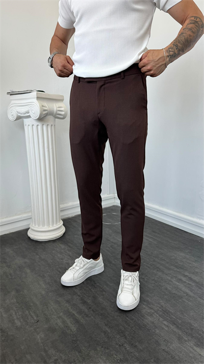 LM Klasik Slimfit Kumaş Pantolon Kahverengi