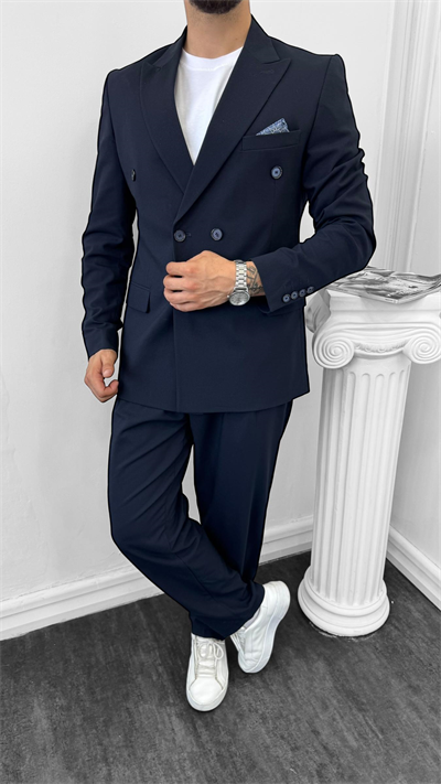 Luxury Kruvaze Takım Elbise Baggy Lacivert