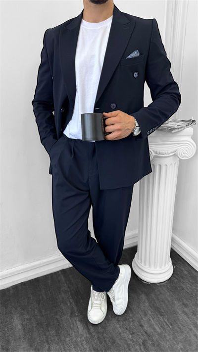 Luxury Kruvaze Takım Elbise Baggy Lacivert