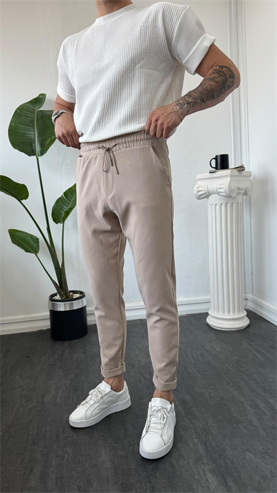 MR Duble Paça Jogger Krem