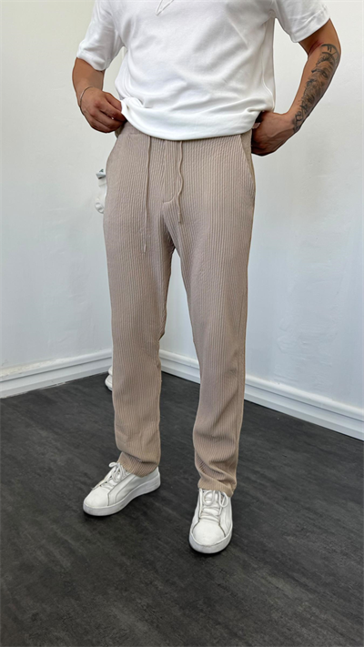 MR Kalın Fitilli Baggy Pantolon Krem