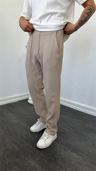 MR Kalın Fitilli Baggy Pantolon Krem