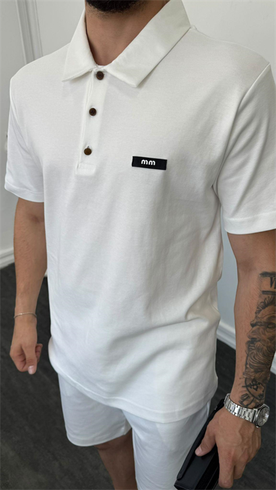MR Polo Yaka Şortlu Takım Beyaz