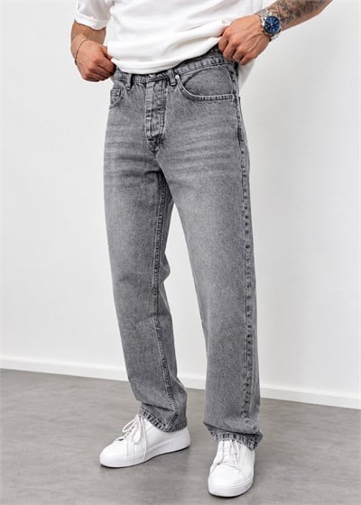 Gri Yıkamalı Premium Baggy Kalıp Jeans