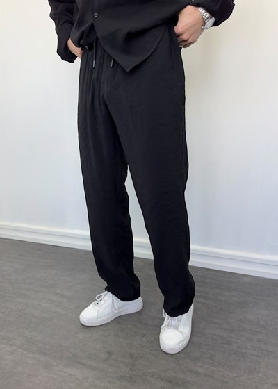 Oversize Tensel Gömlekli Takım Siyah