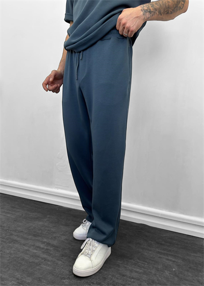 Oysho Kumaş Oversize Tişörtlü Takım İndigo Mavi