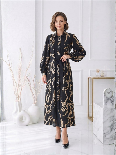 Gold Desenli Elbise 