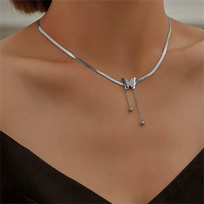 Çelik Silver Kelebek Kolye