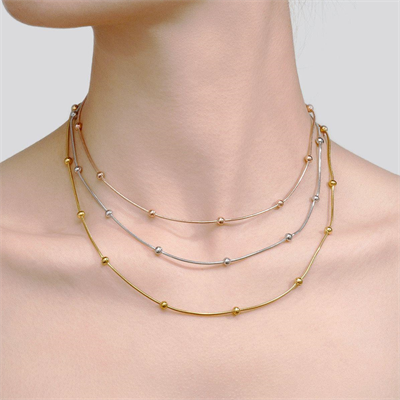 Çelik 3 Renk 3lü Dorika Kolye // KOLYE-2147