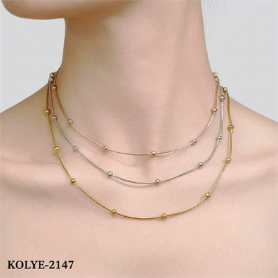 Çelik 3 Renk 3lü Dorika Kolye // KOLYE-2147