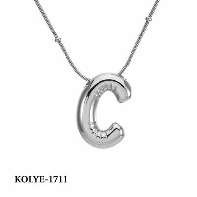 Çelik Balon Harf Kolye (C) 45cm Silver Renk // KOLYE-1711