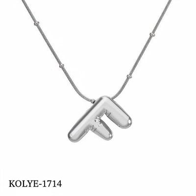 Çelik Balon Harf Kolye (F) 45cm Silver Renk // KOLYE-1714