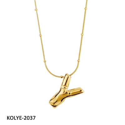 Çelik Balon Harf Kolye Gold (Y) 45cm // KOLYE-2037