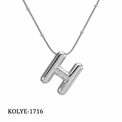 Çelik Balon Harf Kolye (H) 45cm Silver Renk // KOLYE-1716