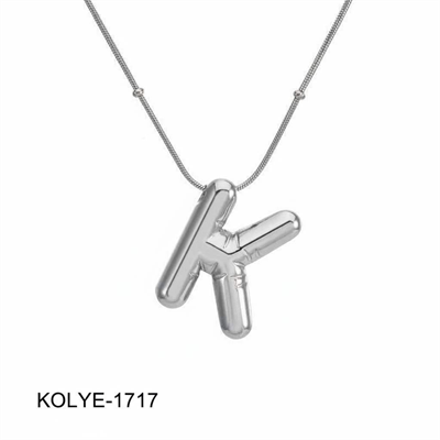 Çelik Balon Harf Kolye (K) 45cm Silver Renk // KOLYE-1717