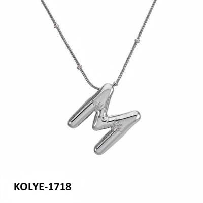 Çelik Balon Harf Kolye (M) 45cm Silver Renk // KOLYE-1718