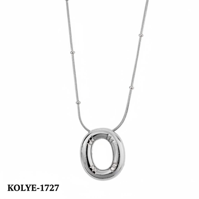 Çelik Balon Harf Kolye Silver (O) 45cm // KOLYE-1727