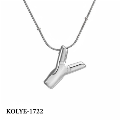 Çelik Balon Harf Kolye (Y) 45cm Silver Renk // KOLYE-1722