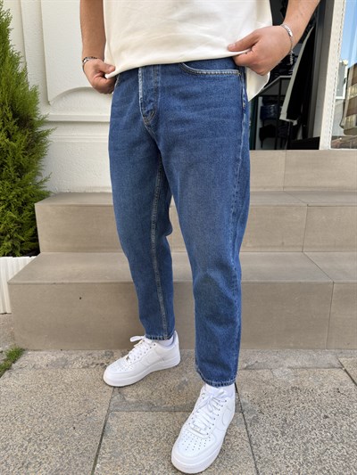 Koyu Mavi Boyfriend Jean